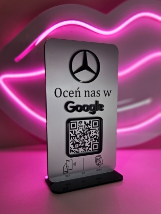 Prezenter stand stojak z kodem QR i NFC oraz Twoim logo - Oceń nas w Google | KONFIGURATOR